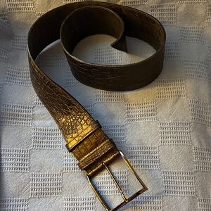 Elegant Brown Crocodile Leather Belt